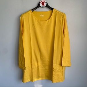 NEW Denim & Co. Yellow Scoop Neck Long Sleeve Tunic Top
